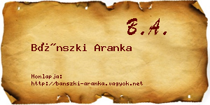 Bánszki Aranka névjegykártya
